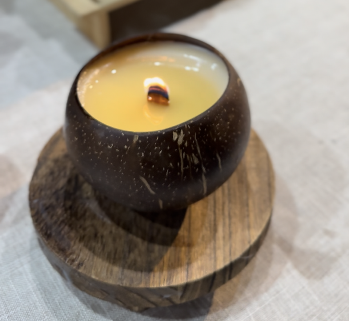 נר ארומתרפי בכלי קוקוס